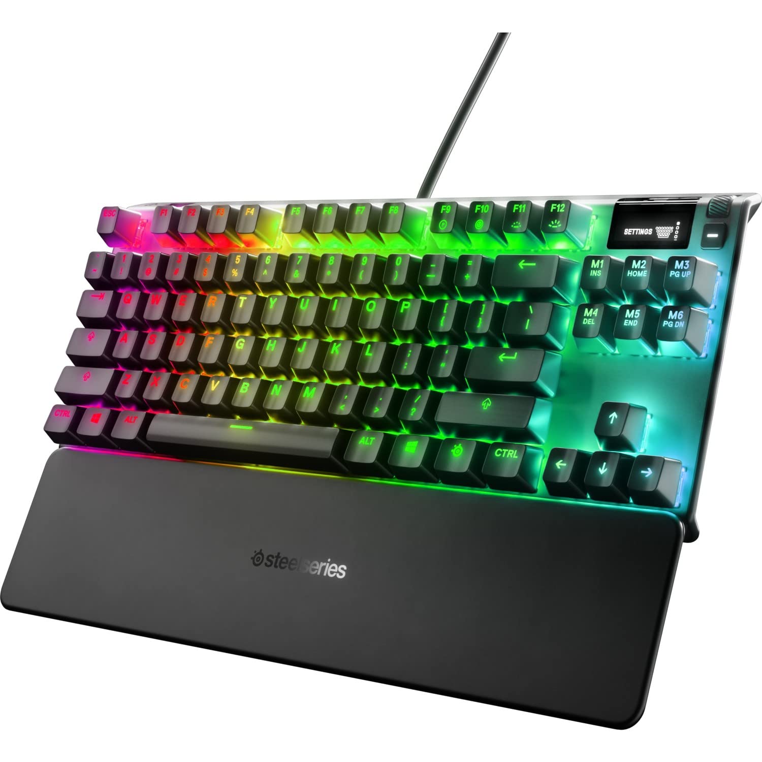خرید از آمازون - صفحه کلید گیمینگ HyperMagnetic SteelSeries Apex Pro TKL - سریعترین صفحه کلید جهان - پاسخگویی قابل تنظیم - TKL - صفحه نمایش OLED - کلیدهای PBT - USB-A - صفحه کلید انگلیسی (QWERTY)