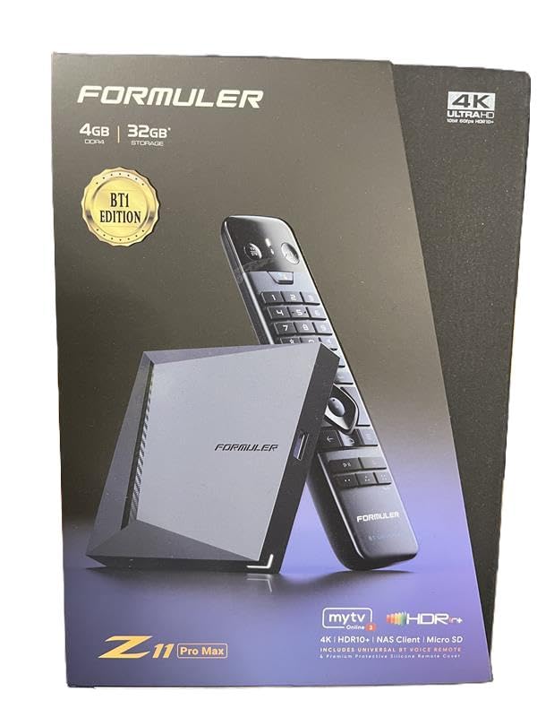 استریمر چندرسانه‌ای Formuler Z11 Pro Max 4K اندروید 11 OTT، رم 4 گیگابایت، حافظه داخلی 32 گیگابایت، وای‌فای 6 گیگابایت، تک‌لنز، شوارتز