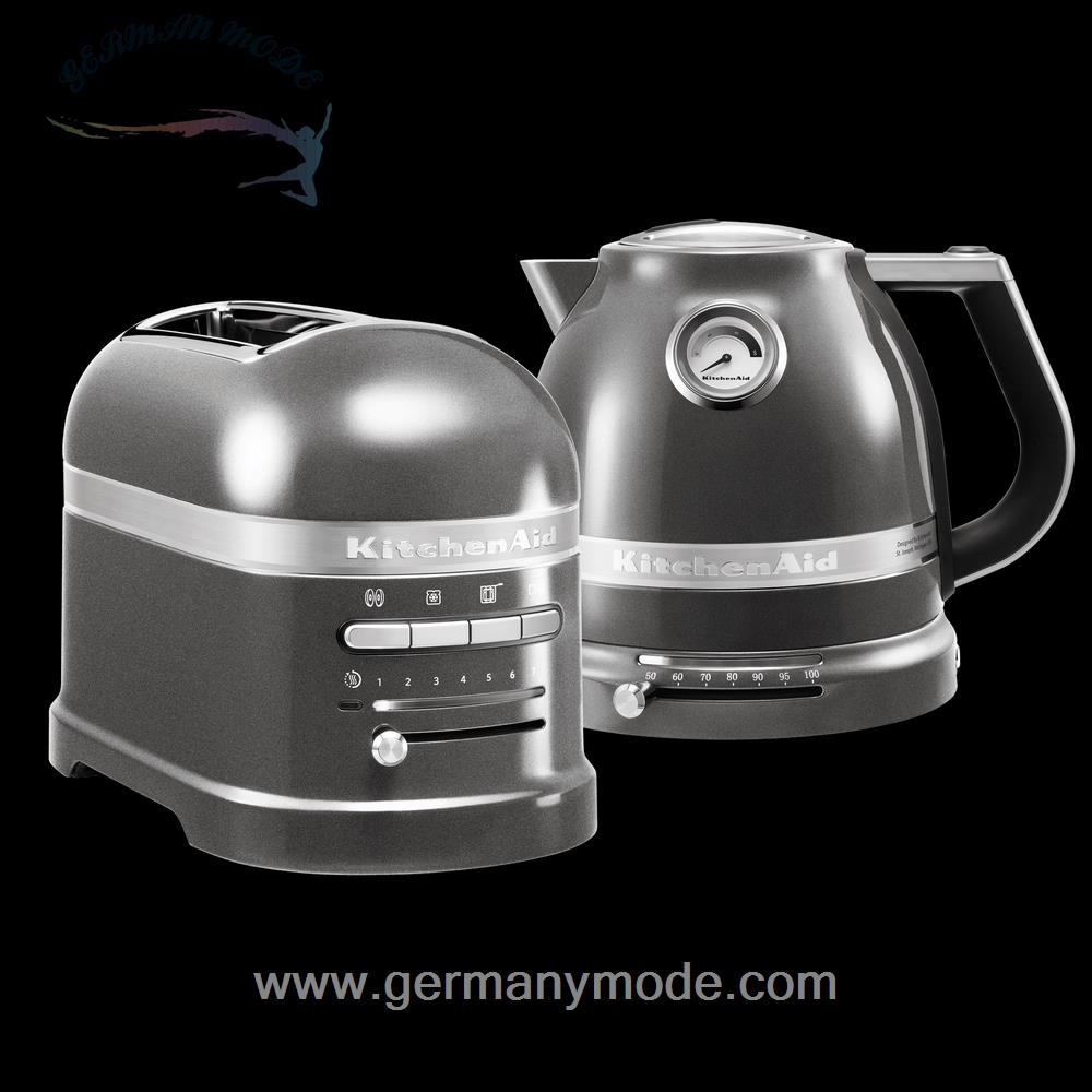 ست کتری برقی و توستر اتومات کیچن اید آمریکا KitchenAid ARTISAN FRÜHSTÜCKSSET-TOASTER FÜR 2 SCHEIBEN/Medaillon-Silber