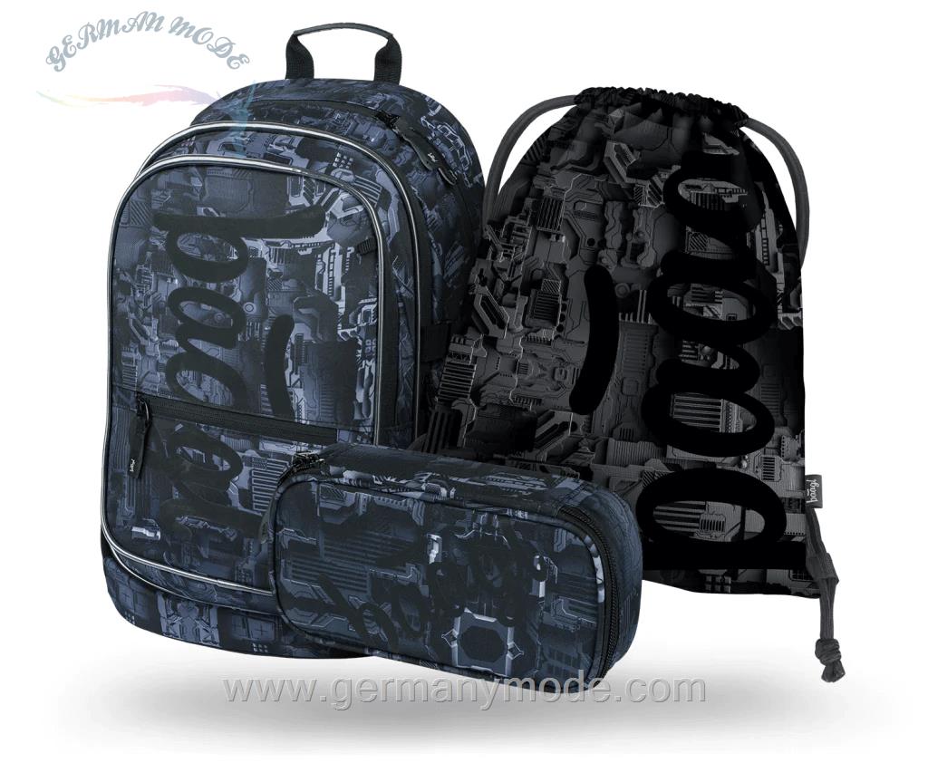 ست 3 تایی کوله پشتی مدرسه کوله ورزشی جامدادی پسرانه بگل Baagl Core Technic RucksackSet 3tlg Rucksack Federmäppchen Turnbeutel