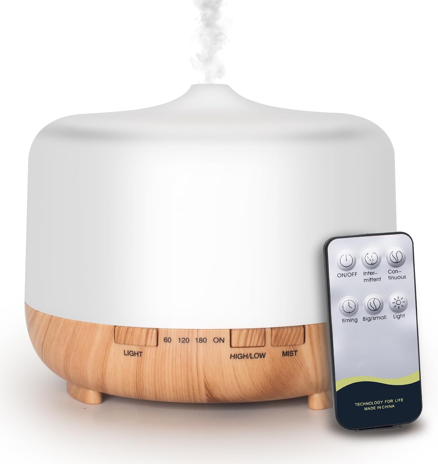 دستگاه خوشبو کننده هوا پخش کننده رطوبت آلتراسونیک Austetax Aroma Diffuser 500ml برای روغن های ضروری با کنترل از راه دور، لامپ معطر روغن های ضروری با 8 رنگ روشن، برای اتاق خواب، اتاق نشیمن، زرد اداری