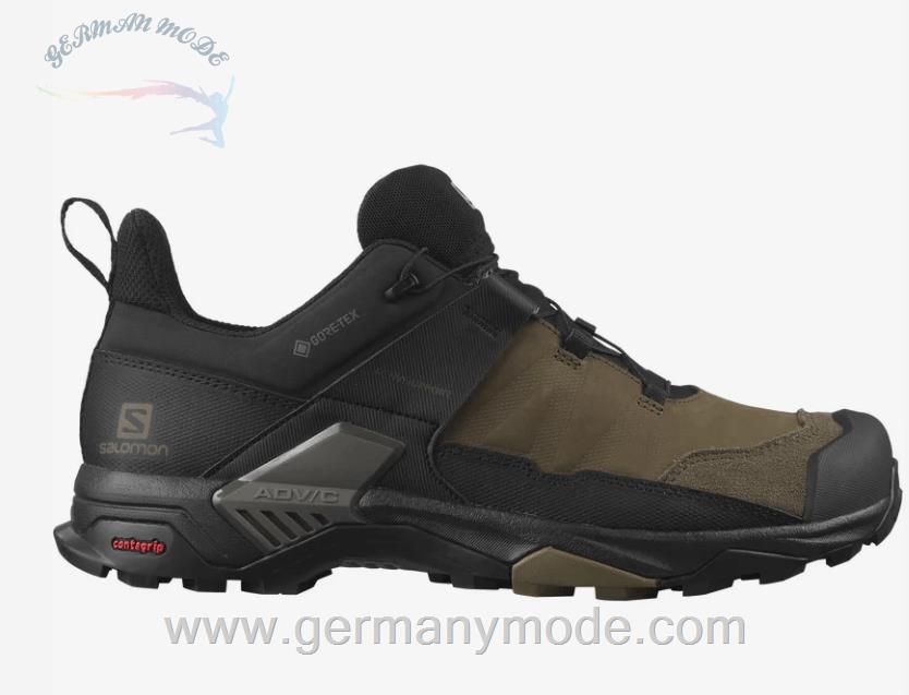کتانی پیاده روی مردانه سالامون فرانسه SALOMON X ULTRA 4 LEATHER GORE-TEX Hiking-Halbschuhe aus Leder Herren Desert Palm / Black / Kangaroo