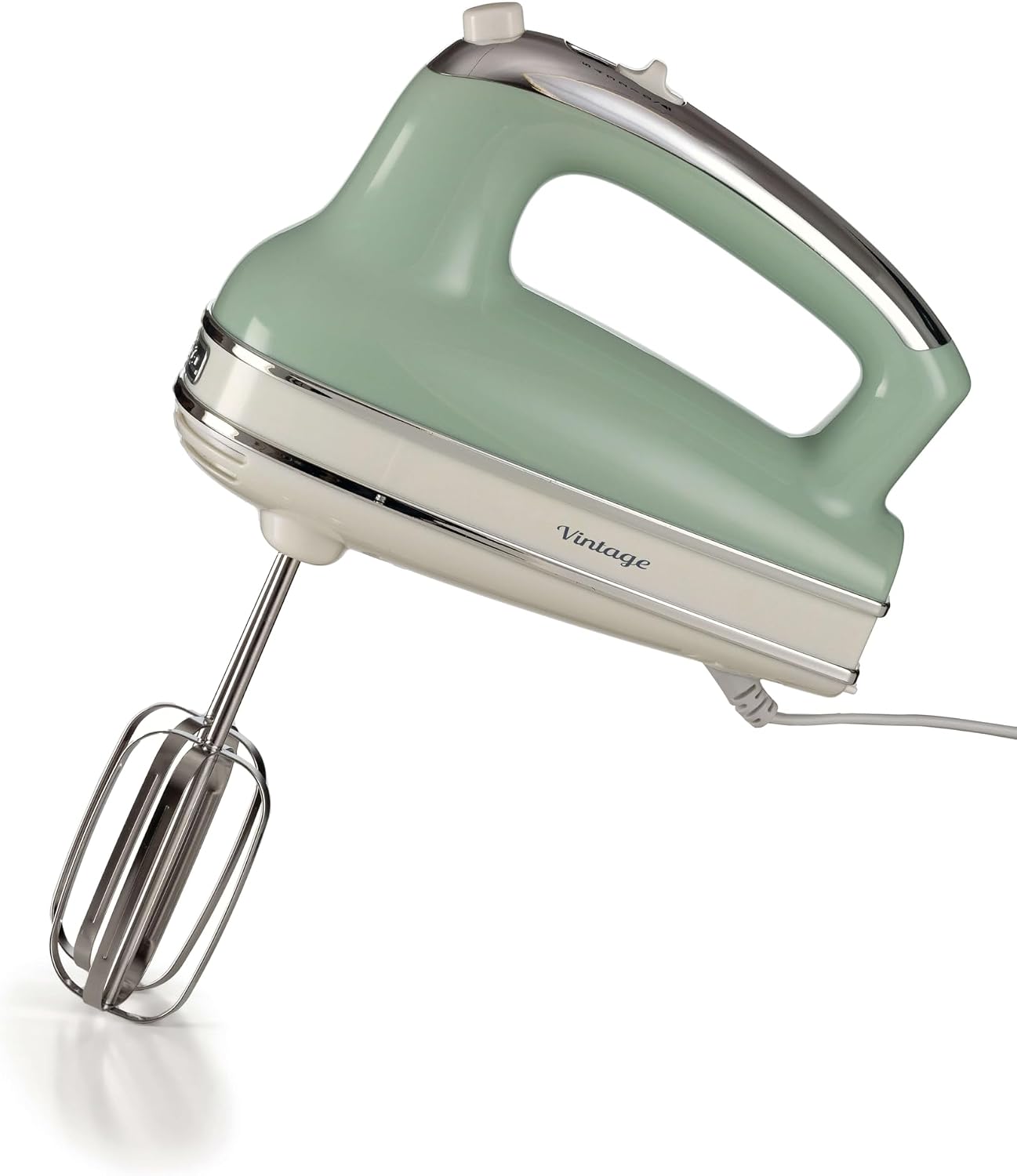 همزن برقی دستی آریته ایتالیا Ariete Vintage 1548 green 1548/04، سرعت، عملکرد توربو، 2 عدد همزن استیل ، مناسب برای خمیر کیک و پیتزا ، 450 وات، سبز
