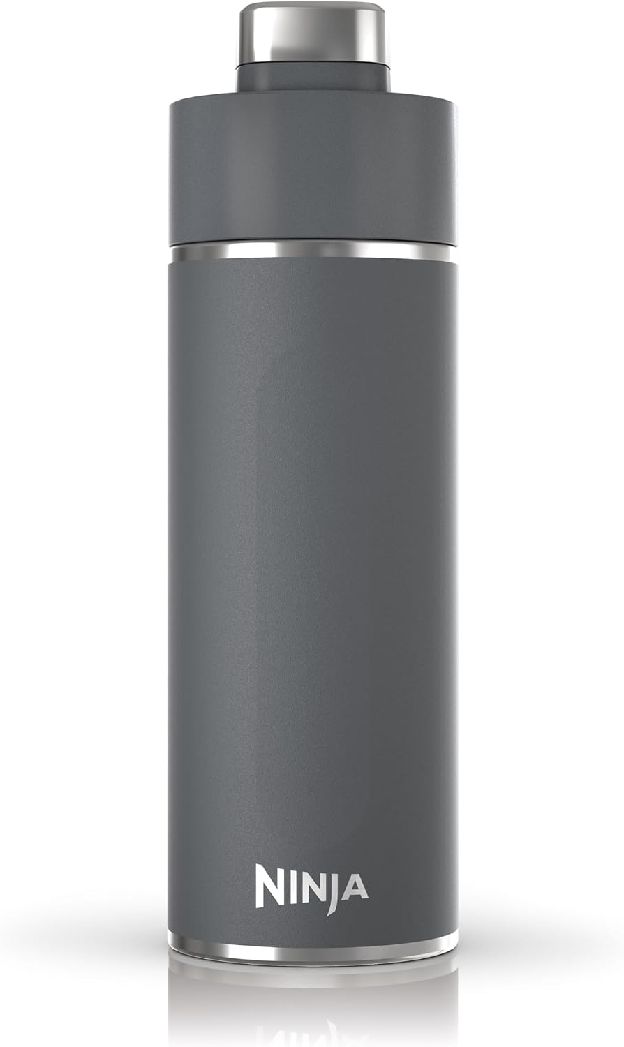 قمقمه آب ماگ حرارتی نینجا آمریکا تیرستیNinja DW2401EUUKGY درب ضد نشت،700 میلی لیتر برای نوشیدنی‌های گازدار، گرم و سرد، ماگ مسافرتی سه لایه