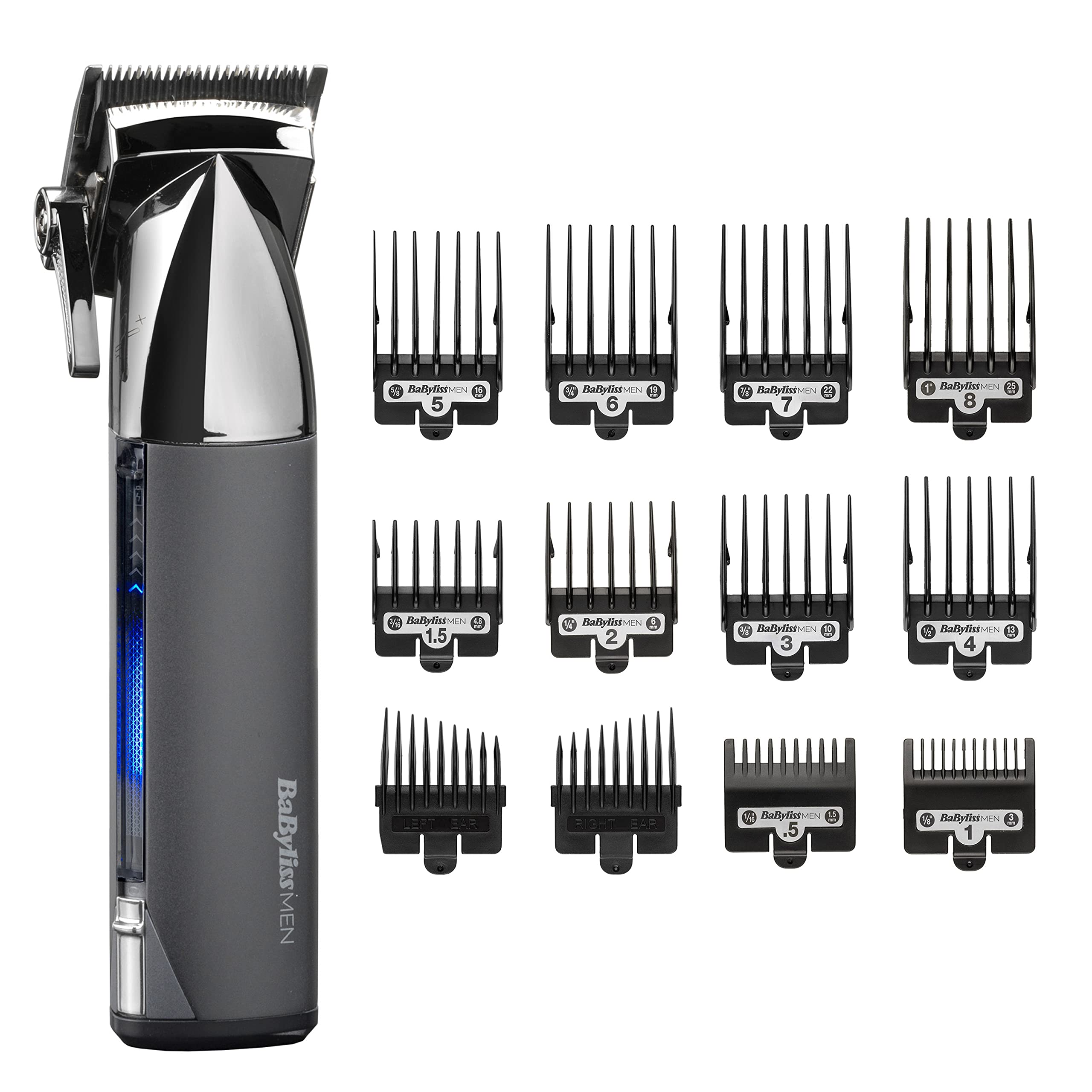 ماشین اصلاح سر و بدن بابیلیس فرانسه مردانه BaByliss سری Super-X Metal برای مردان گیره بی سیم نقره ای/خاکستری