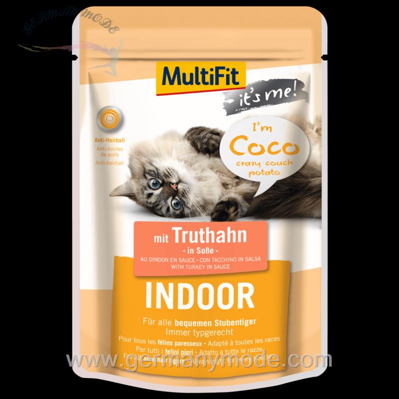 غذا مرطوب گربه وزن ایده آل مولتی فیت آلمان MultiFit It's Me Coco Indoor mit Truthahn 24x85g