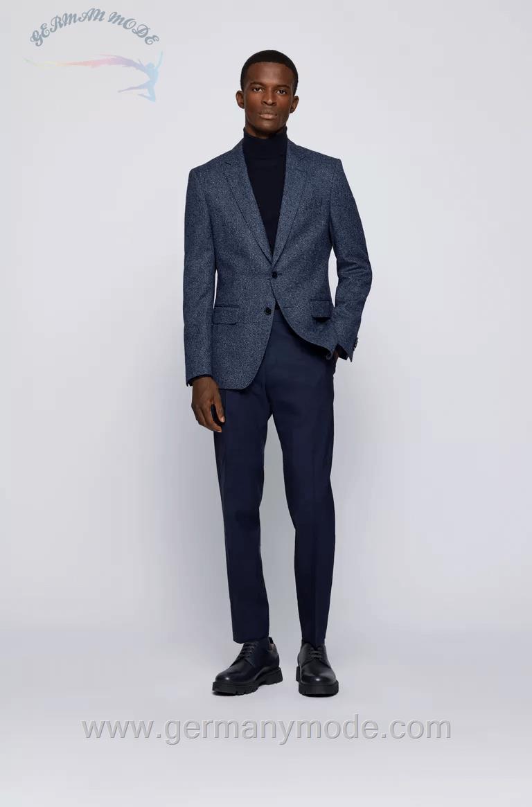 کت تک مردانه هوگو باس آلمان BOSS SLIM-FIT SAKKO AUS WOLL-MIX MIT FISCHGRÄTMUSTER