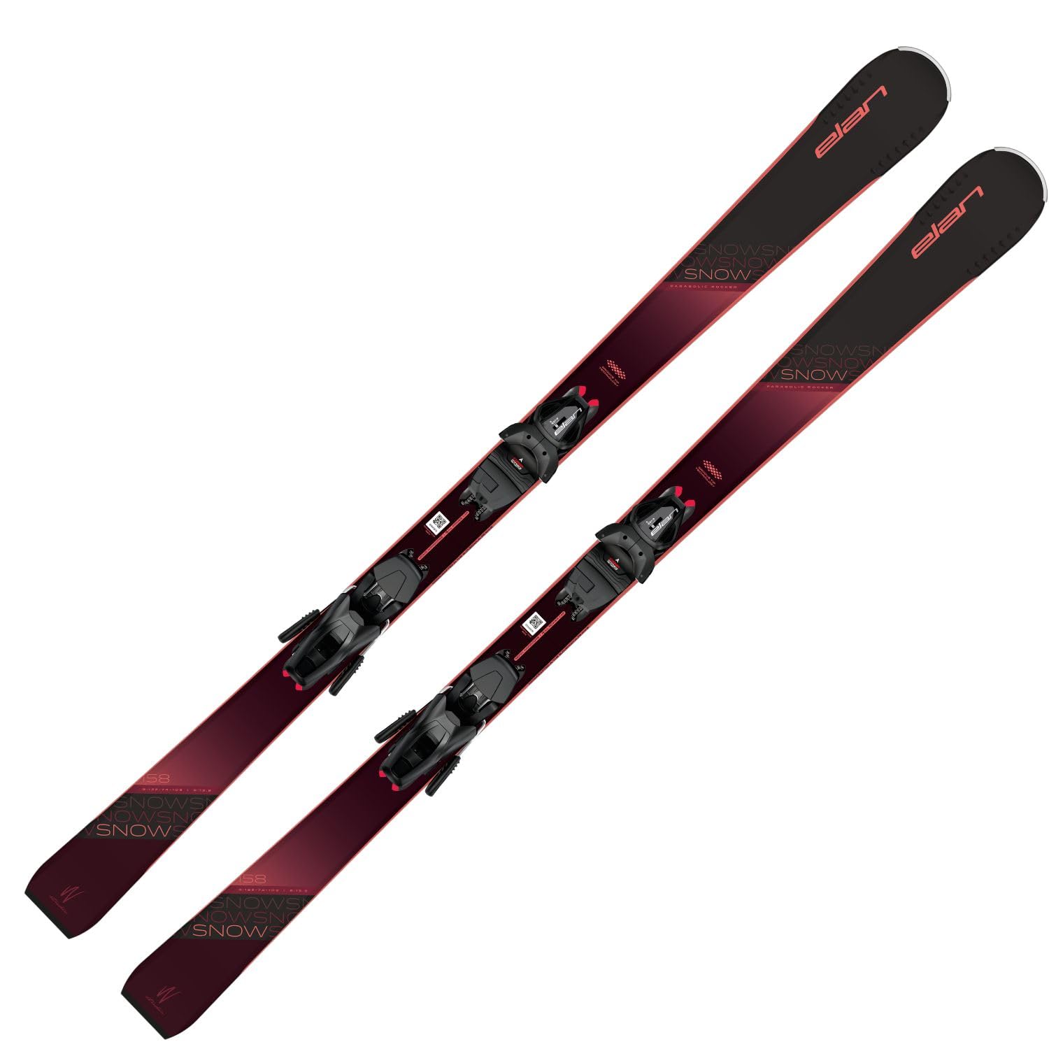 راکر پارابولیک پیست اسکی اسکی آلپاین - Elan Snow Black - شامل صحافی EL9.0 Grip Walk Z2.5-9 - روی پیست اسکی برای زنان - برای مبتدیان (140)