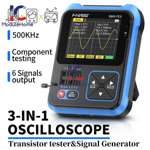 خرید از ایبی - ژنراتور سیگنال تستر ترانزیستور اسیلوسکوپ دیجیتال 3 در 1 FNIRSI DSO-TC3