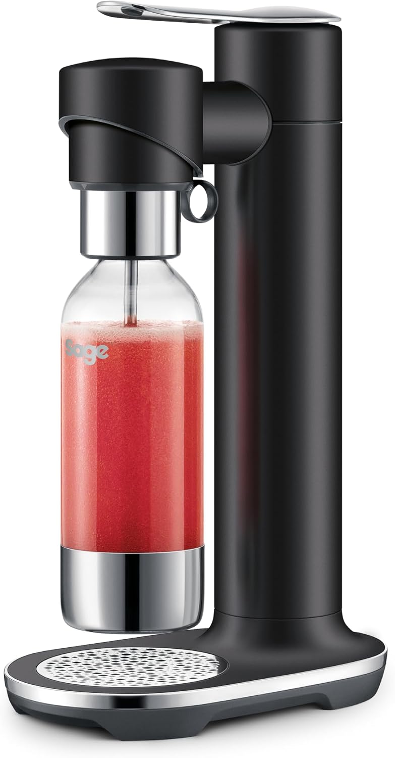 دستگاه نوشابه ساز آب گاز دار سیج انگلستان Sage - InFizz Fusion Home Soda Maker - برای آب گازدار، آبمیوه، چای، کوکتل و تمام نوشیدنی های گازدار، ترافل سیاه