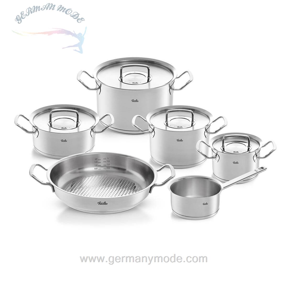 سرویس قابلمه 6 پارچه فیسلر آلمان Fissler Original Profi Collection 5 piece pot set free serving pan