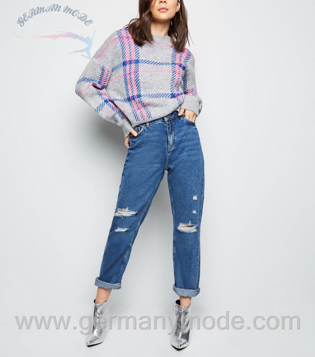 شلوار جین زنانه نیولوک (انگلستان) Blue Ripped Boyfriend Jeans