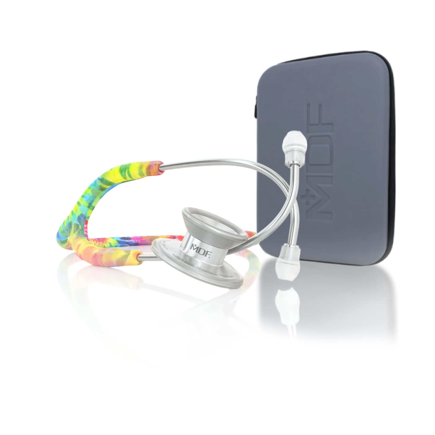 خرید از آمازون - MDF Tie Dye Silver MD One Epoch Lightweight Titanium Stethoscope Adult Tie Dye Tube Silver Chestpiece Headset MDF777TTD+ کیف مسافرتی رنگ کراوات نقره ای