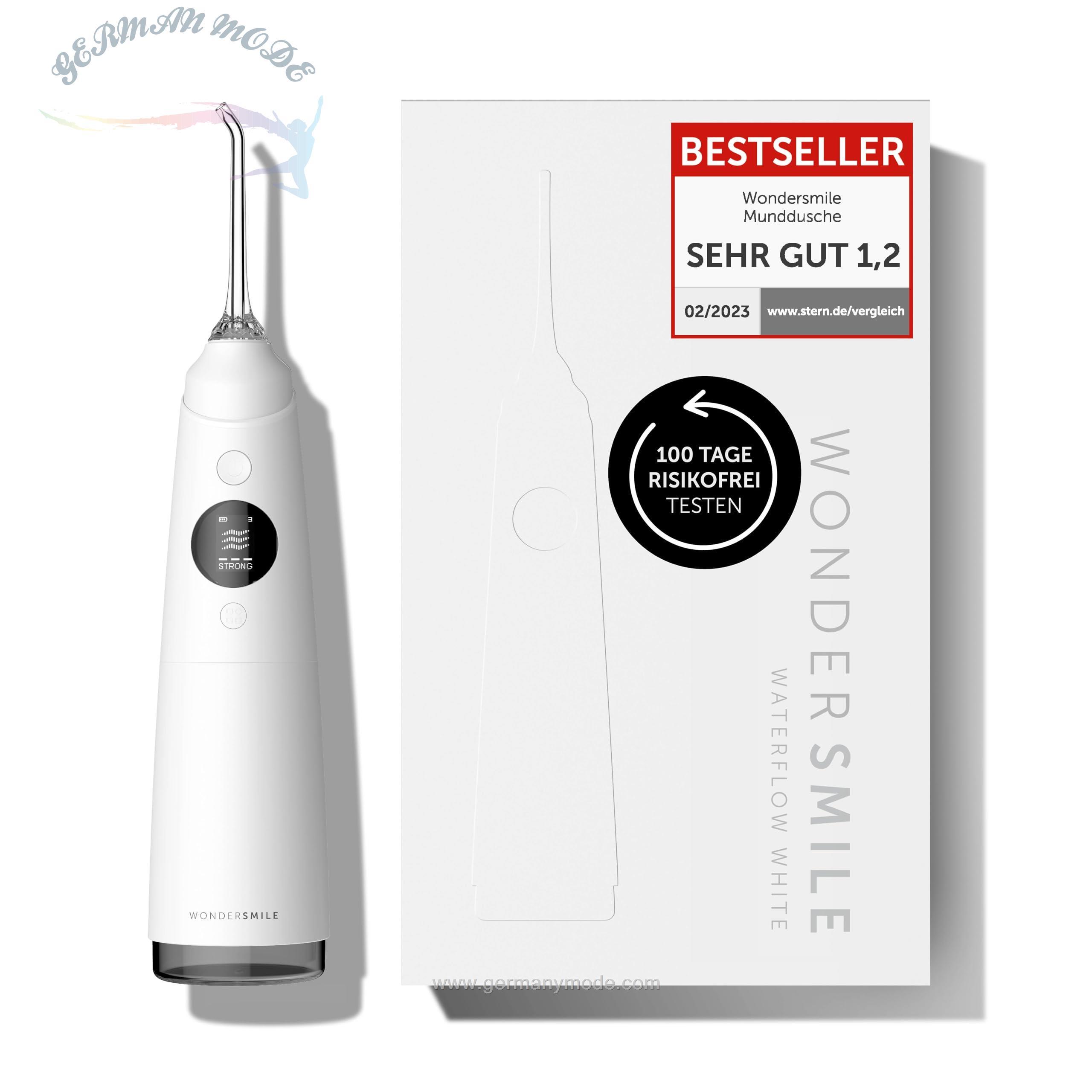 دستگاه پیشرفته پاکسازی بین دندان شست و شوی دهان Wondersmile PRO - برنده آزمون 2024 - فناوری SmoothFlow برای مراقبت بهینه از دندان و لثه - پاک کننده فضای بین دندانی با 5 حالت - باتری تغذیه با تا 30 روز زمان اجرا All White