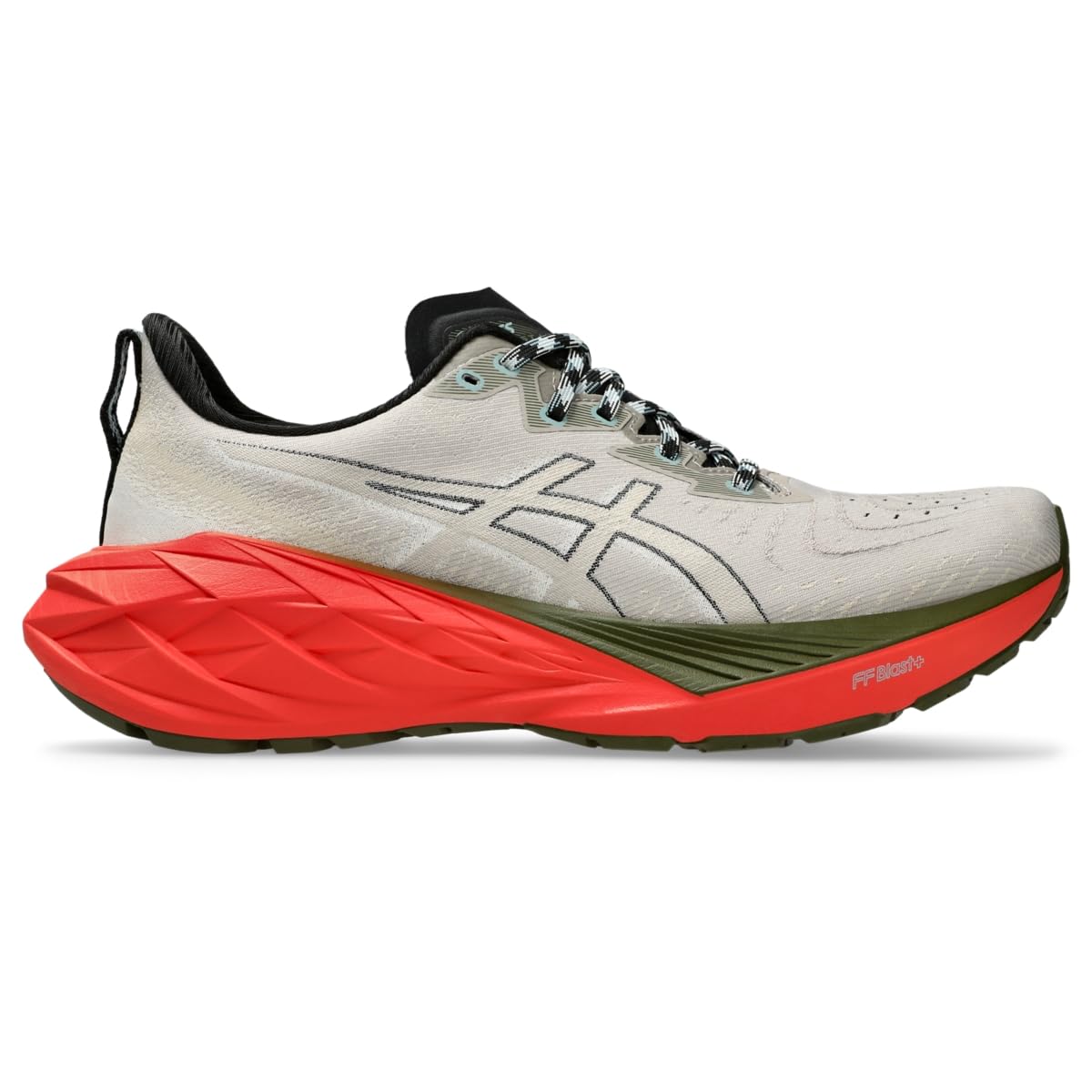 کتانی ورزشی مردانه 42.5 سایز ASICS Herren NOVABLAST 4 Traillaufschuhe 42.5 EU Nature Bathing Red Snapperr