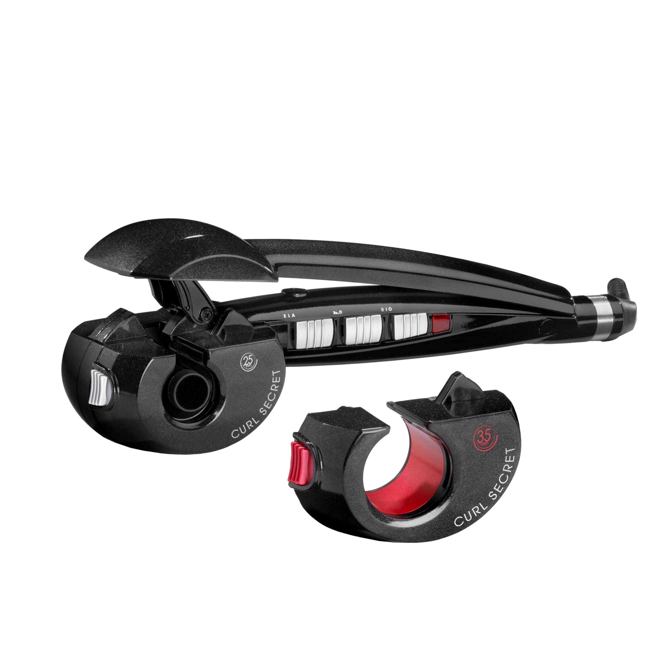 اتو مو برقی بابیلیس فرانسه - BaByliss Paris Curl Secret Ionic 2، حالت دهنده اتوماتیک فر با 2 اتصال برای فرهای بزرگ و کوچک، موج، موج ساحلی، مناسب برای موهای نازک تا ضخیم، C1300E، مشکی، 35 × 25 میلی متر C1300E با اتصالات قابل تعویض تک