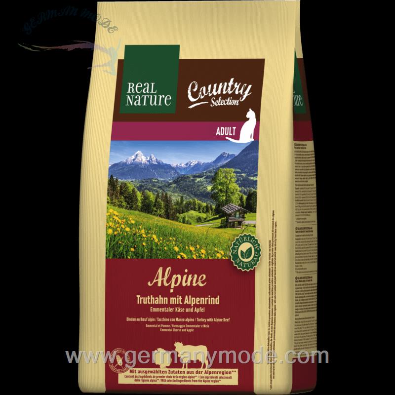 غذا خشک گربه بوقلمون و گاو رئال نیچا آلمان REAL NATURE Country Alpine mit Truthahn - Alpenrind- mit Emmentaler-Käse und Apfel 2-5kg