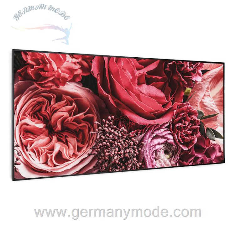 بخاری مادون قرمز هوشمند کلارشتاین آلمان Klarstein Wonderwall Air Art Smart Infrarotheizung Blume Schwarzer Rahmen 120 x 60 cm