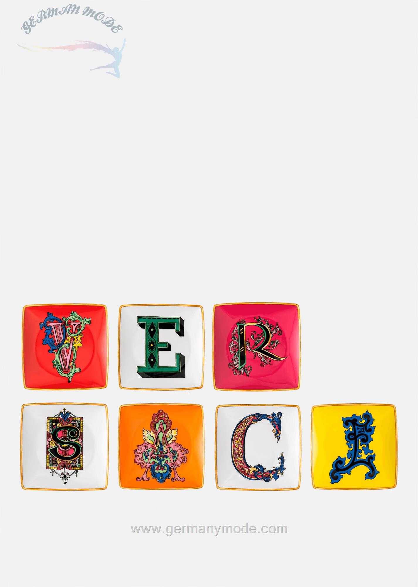کاسه دکوری حروف الفبا ورساچه ایتالیا VERSACE HOLIDAY ALPHABET QUADRATISCHE SCHÜSSELN