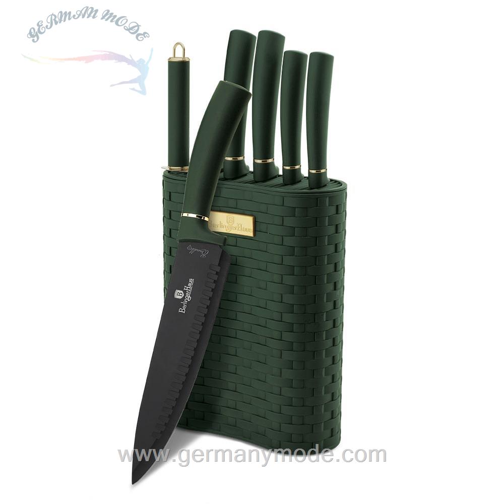 ست چاقو آشپزخانه 7 پارچه برلینگر هاوس مجارستان BERLINGER HAUS 7-PIECE KNIFE SET / STAND BH-2525 EMERALD