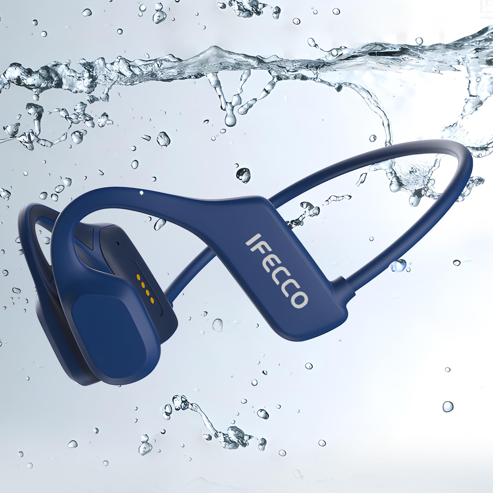 خرید از آمازون - IFECCO Bone Conduction Headphones Bluetooth 5.2 - IP68 Headphones Swimming Sweatproof Vibration Inductive Wireless Bone Headphones with 8G Mp3 Open Ear Sports Headphones آبی