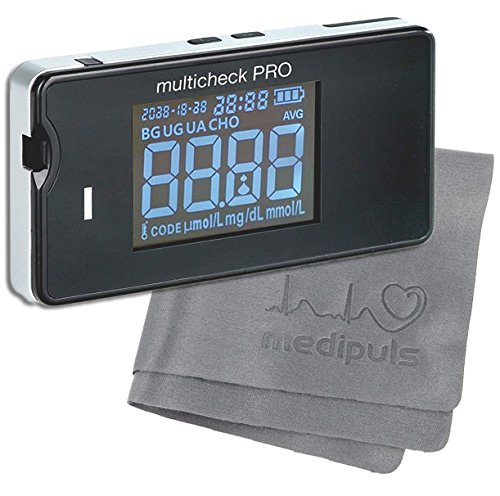 خرید از آمازون - Lifetouch Multicheck PRO - 3 in 1 - قند خون، اسید اوریک و کلسترول ┇ مجموعه تشخیصی سه گانه برای خودآزمایی شخصی و مطب پزشک ┇ پارچه میکروفیبر مدیپولز