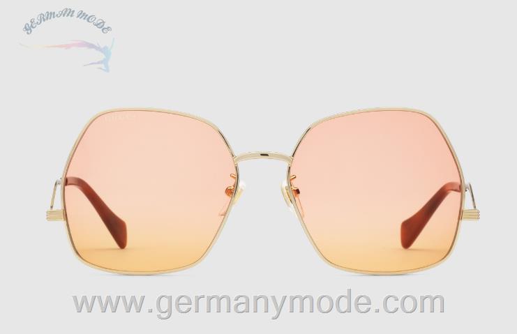 عینک آفتابی زنانه گوچی ایتالیا GUCCI Sonnenbrille mit geometrischem Rahmen ‎663756 I3330 8076