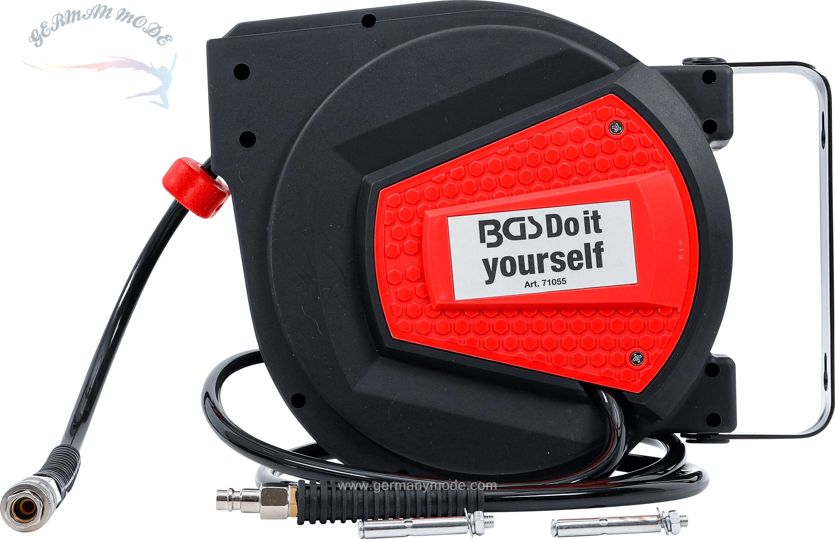 قرقره شیلنگ جمع کن اتوماتیک و شیلنگ 10 متری بی جی اس BGS Do it yourself Diy 71055 Druckluftschlauch mit Aufroller automatisch