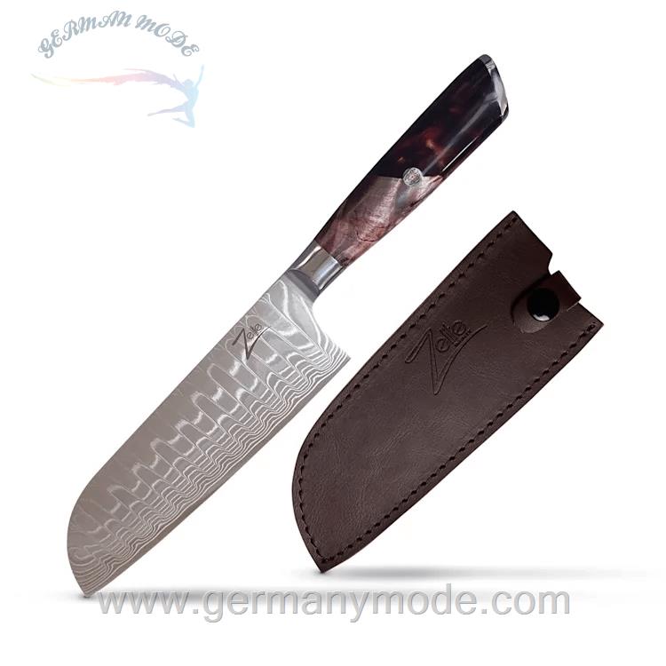 چاقو آشپزخانه 31.4 سانتیمتری زلیت آلمان Zelite Infinity by Klarstein Wave 7 Santokumesser Messer Braun