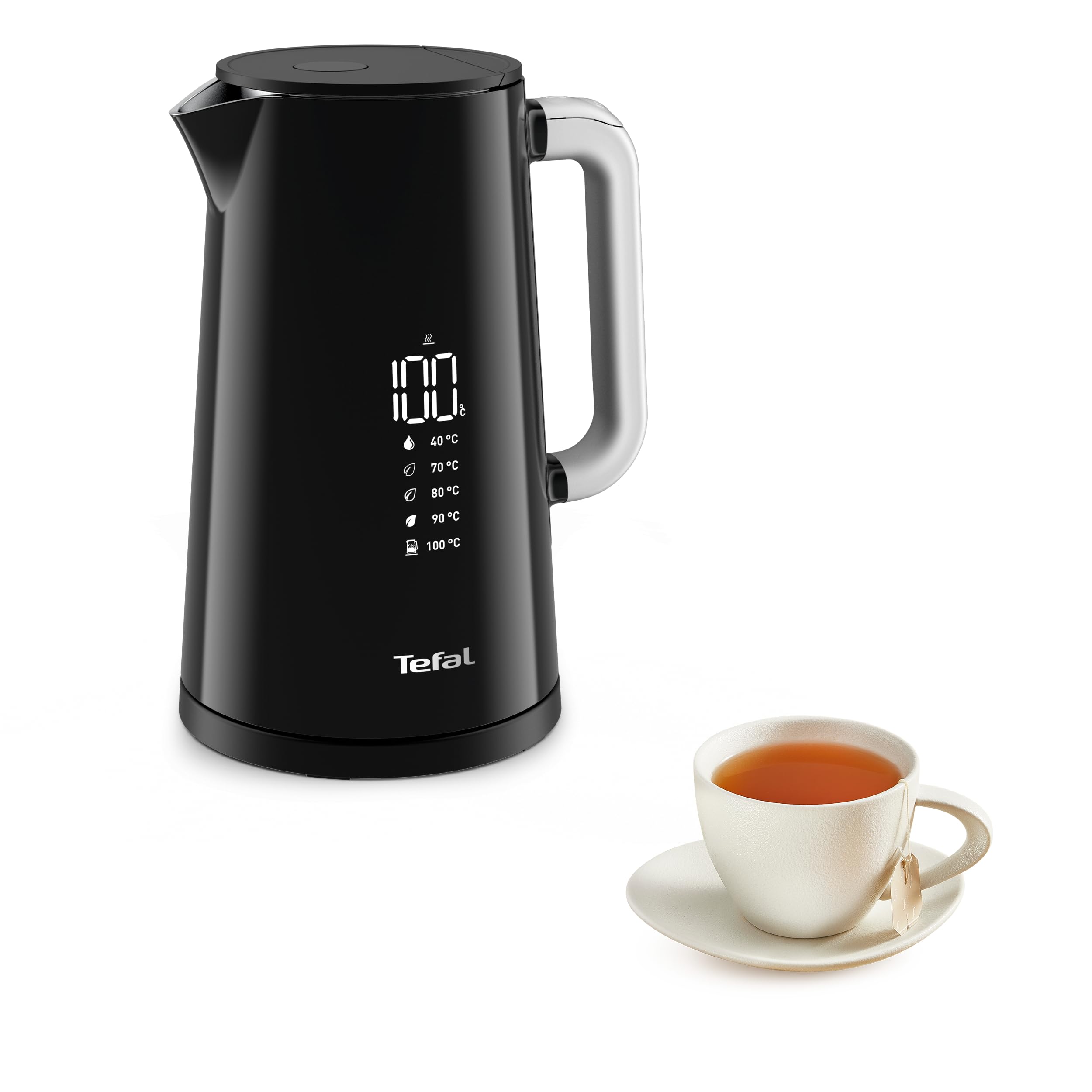 خرید از آمازون - کتری برقی لایت تفال KO8508 Smart'n | تنظیم دما | چای | صفحه نمایش دیجیتال | 30 دقیقه عملکرد گرم نگه داشتن | خاموش شدن خودکار | ظرفیت 1.7 لیتر | ساخت دوجداره | مشکی