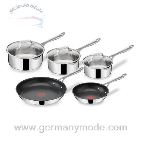 سرویس قابلمه و ماهیتابه 8 پارچه تفال فرانسه Tefal Jamie Oliver Cook's Direct On 8-teiliges Pfannen- und Kasserollenset E304S5