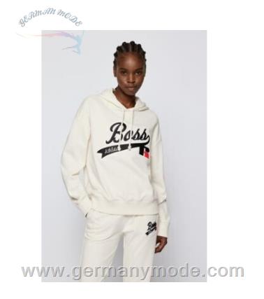 هودی کلاه دار زنانه هوگو باس آلمان Hugo Boss Relaxed-Fit Kapuzen-Sweatshirt mit Logo-Stickerei der Kollektion - C_Eraisy_RA 50466067 Weiß