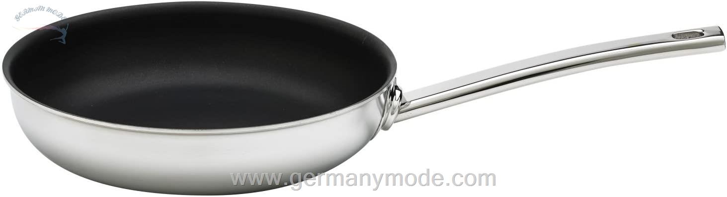 ماهیتابه 20 سانت فولاد ضد زنگ دمایر بلژیک Demeyere Ecoline 5 Bratpfanne 18/10 Edelstahl silber-schwarz 20 cm