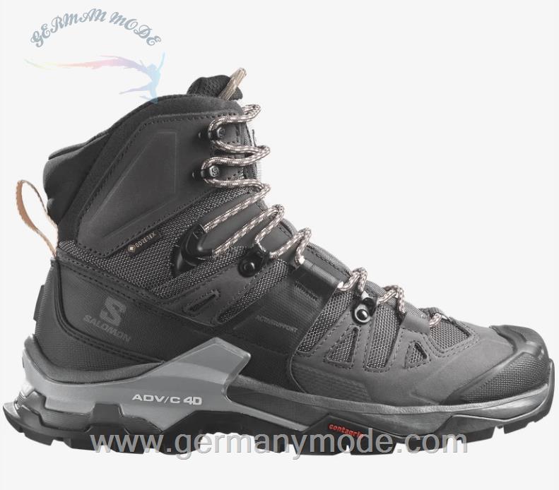 کتانی هایکینگ کوهنوردی ضد آب زنانه سالامون فرانسه SALOMON QUEST 4 GORE TEX Leder Hikingschuhe Damen Magnet Black Sun Kiss