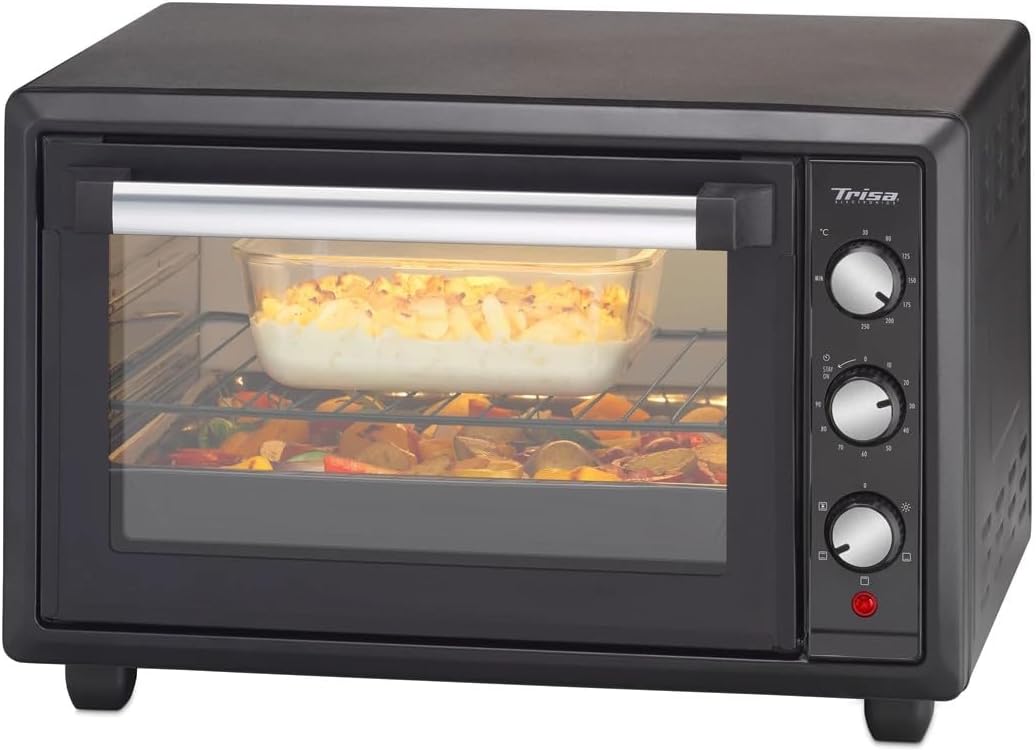 فر کوچک تریزا سوئیس ۲۸ لیتری فورنو گوستو Trisa Forno Gusto Mini Oven 28L حرارت از بالا و پایین، ۳۰ تا ۲۵۰ درجه سانتیگراد، تایمر