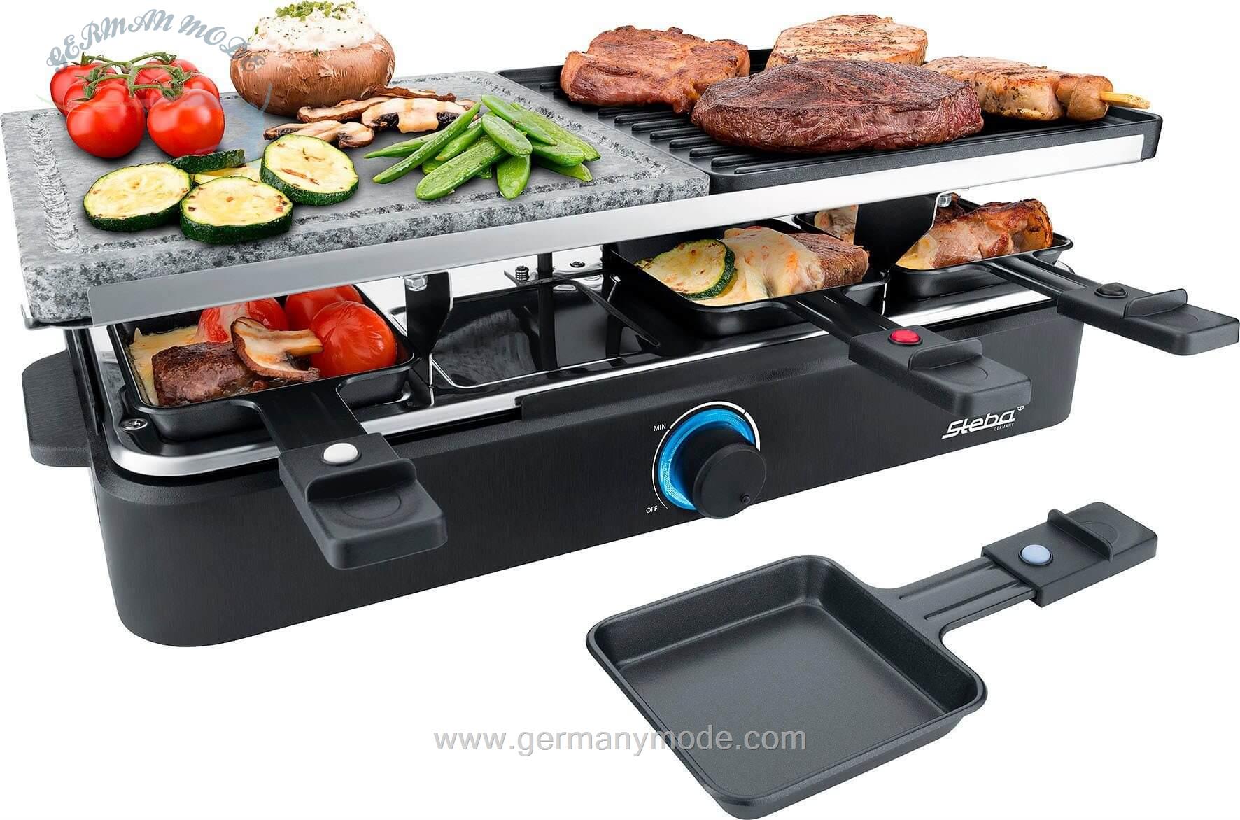 گریل باربیکیو استبا آلمان Steba Raclette RC 18/ 8 Raclettepfännchen-1400 W
