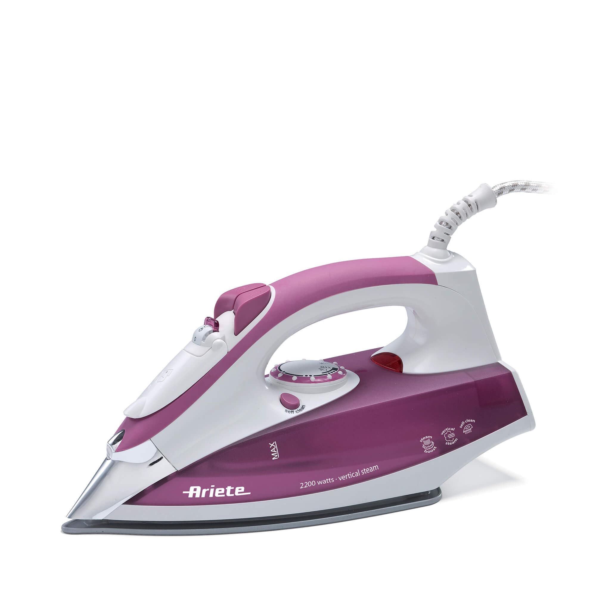 Ariete - 6215 - اتو بخار 2200 وات مخزن 280 میلی لیتری بخار شوت اتو تمیز شونده VERTI Violett / Weiß