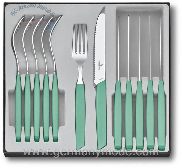 سرویس چاقو و چنگال 12 پارچه ویکتورینوکس سوئیس Victorinox Swiss Modern 12-teilig mint-grün