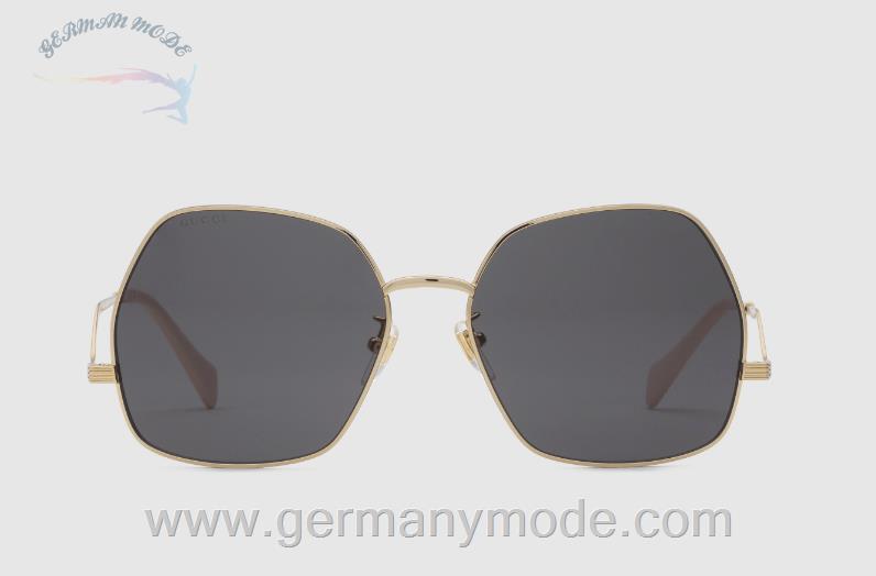عینک آفتابی زنانه گوچی ایتالیا GUCCI Sonnenbrille mit geometrischem Rahmen 663756 I3330 8012