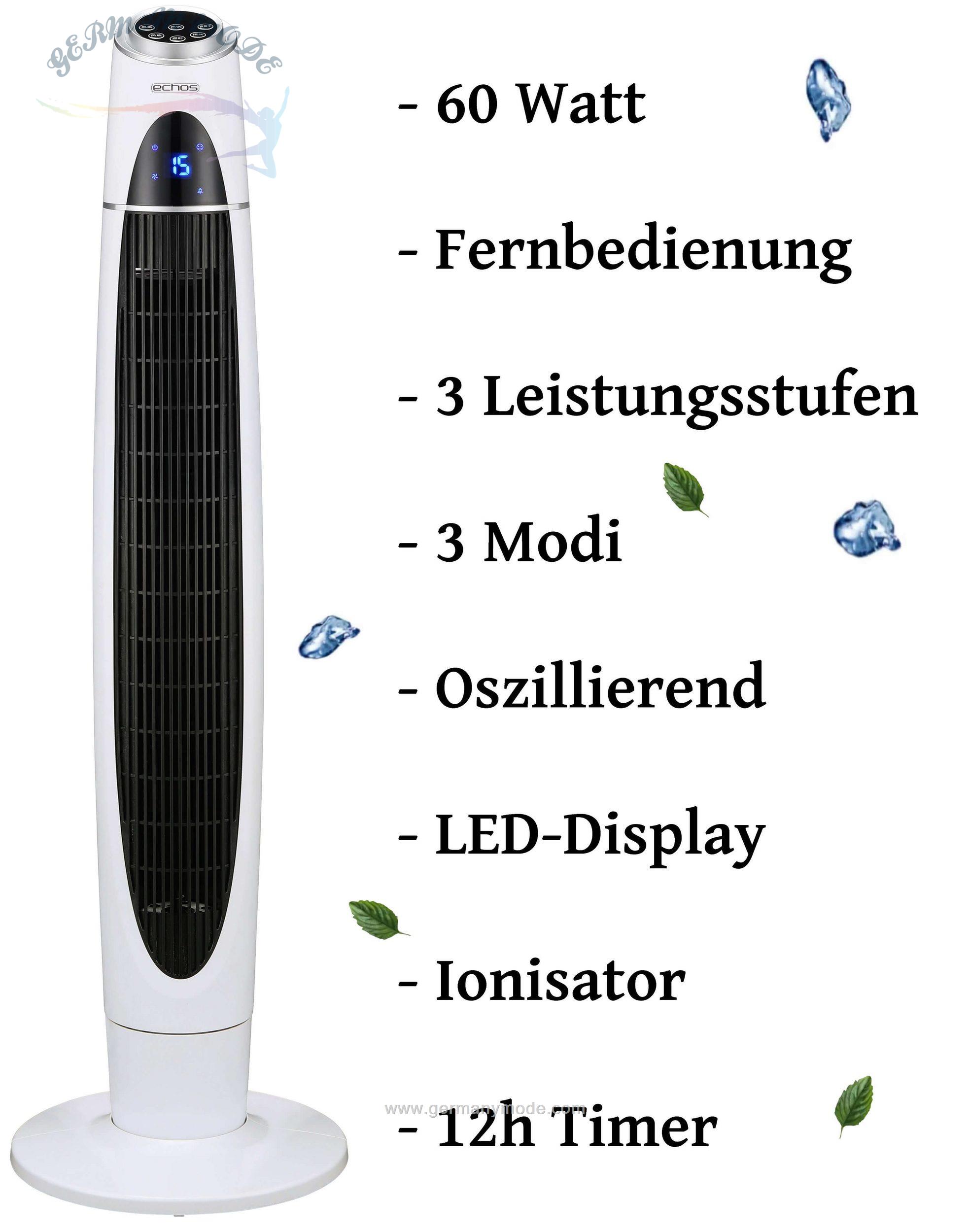 پنکه برقی ایستاده پژواک echos Turmventilator Eco-111- Oszillierend- LED-Display-Fernbedienung