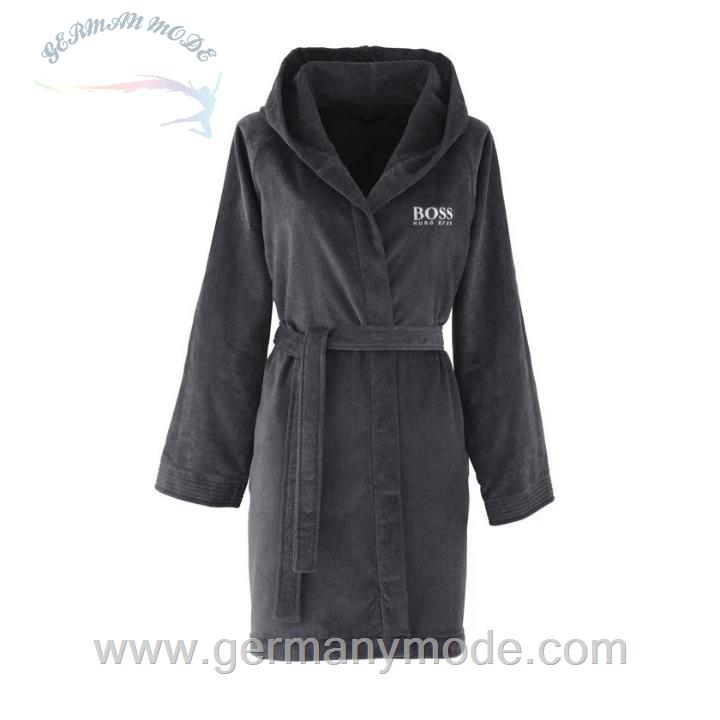حوله حمام تن پوش کلاه دار زنانه هوگو باس آلمان HUGO BOSS HOME BADEMANTEL MIT KAPUZE PLAIN PEACH Graphit