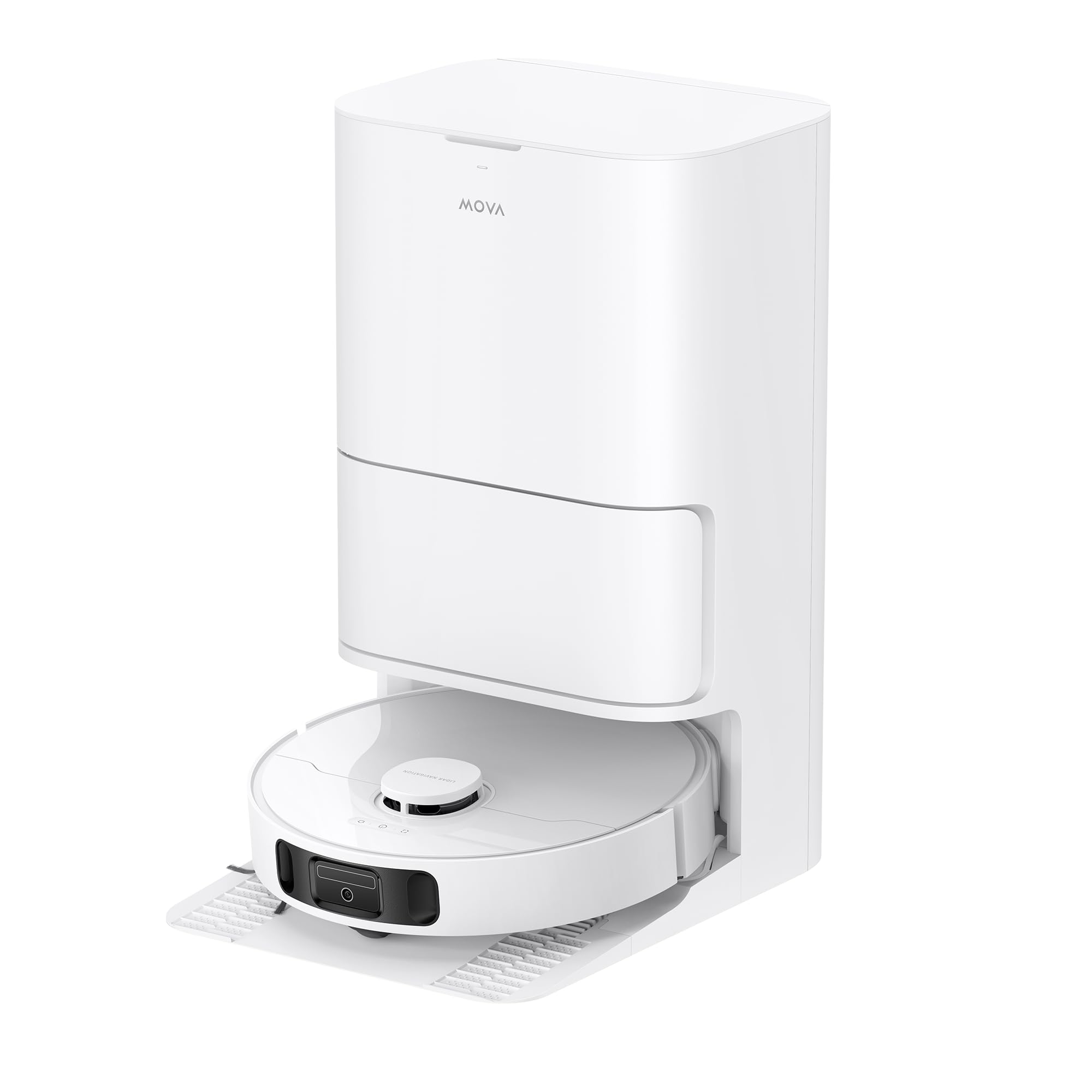 جارو رباتیک جاروبرقی ربات Dreame Mova E30 Ultra با تخلیه خودکار و خود تمیز شونده برف پاک کن، قدرت مکش 7000 پاسکال، بالابر برف پاک کن 10.5 میلی متر، تشخیص فرش اولتراسونیک