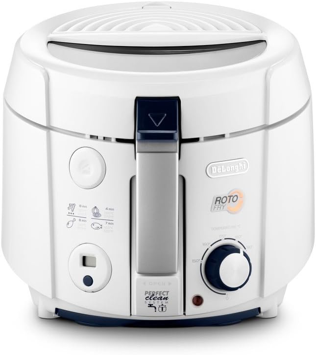سرخ کن دلونگی ایتالیا DeLonghi RotoFry F38436.W، ظرفیت 1.2 کیلوگرم، سیستم تمیز کردن آسان، روکش نچسب، ظرف سرخ کردنی قابل جابجایی، عملکرد تخلیه روغن، 1800 وات، عملکرد تخلیه روغن سفید + ظرف سرخ کردنی حذف شده است.