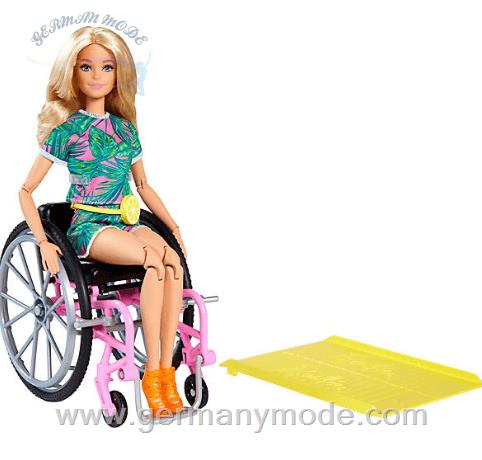 عروسک دختر ویلچر سوار باربی Mattel Barbie blonde Fashionistas Puppe mit Rollstuhl, Anziehpuppe, Modepuppe