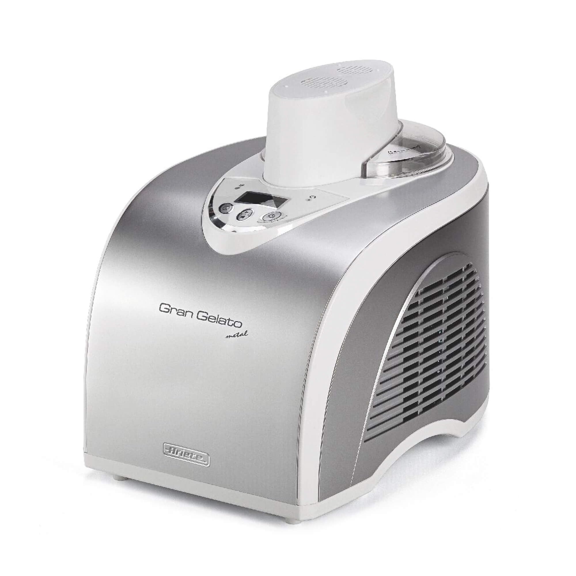 بستنی ساز Ariete Gran Gelato 693 کمپرسور 135 وات صفحه نمایش LCD 18/8 استیل ضد زنگ 1 لیتری نقره ای Gran Gelato Metal