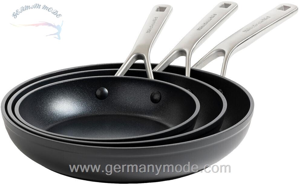 ماهیتابه 3 پارچه کیچن اید آمریکا KitchenAid Forged Hardened Aluminium Bratpfannenset 3 teilig 20 24 28 cm
