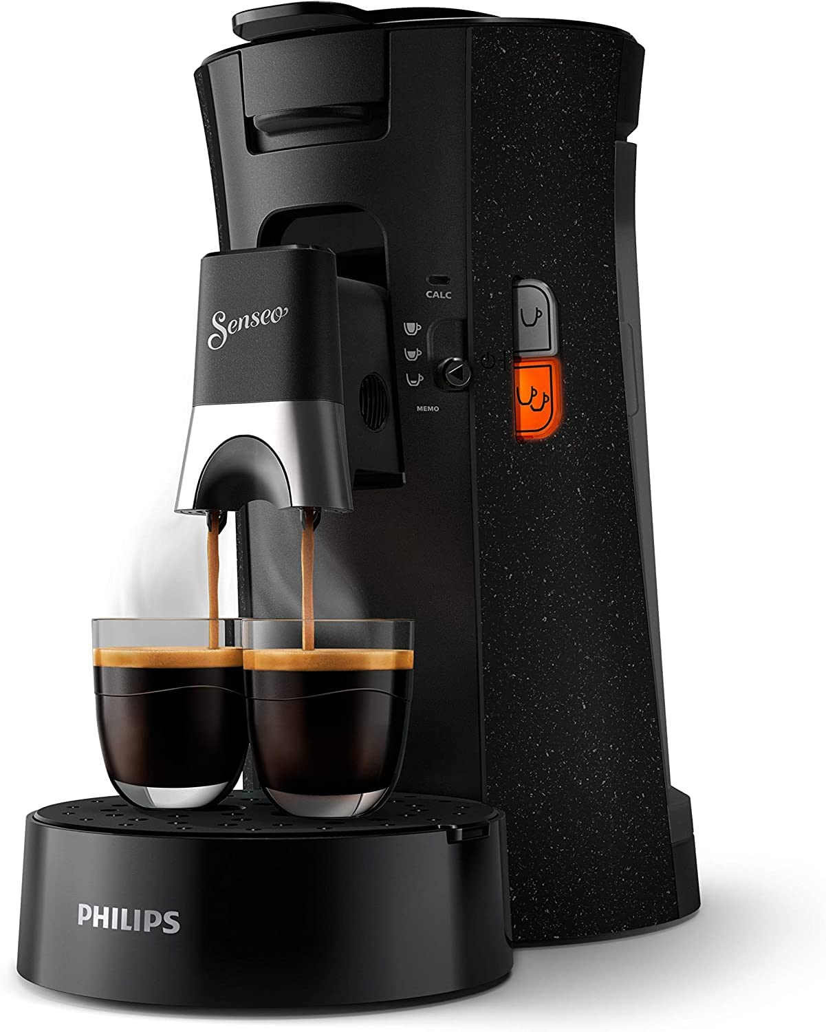 خرید از آمازون - Philips Domestic Appliances Senseo select ECO CSA240/20 Kaffeepadmaschine - Kaffeestärkewahl Plus Memo-Funktion aus recyceltem Plastik, 1450 W, 0.9 Liter, 31 x 15.5 x 31 cm, schwarz/gesprenkelt Schwarz Eco Single