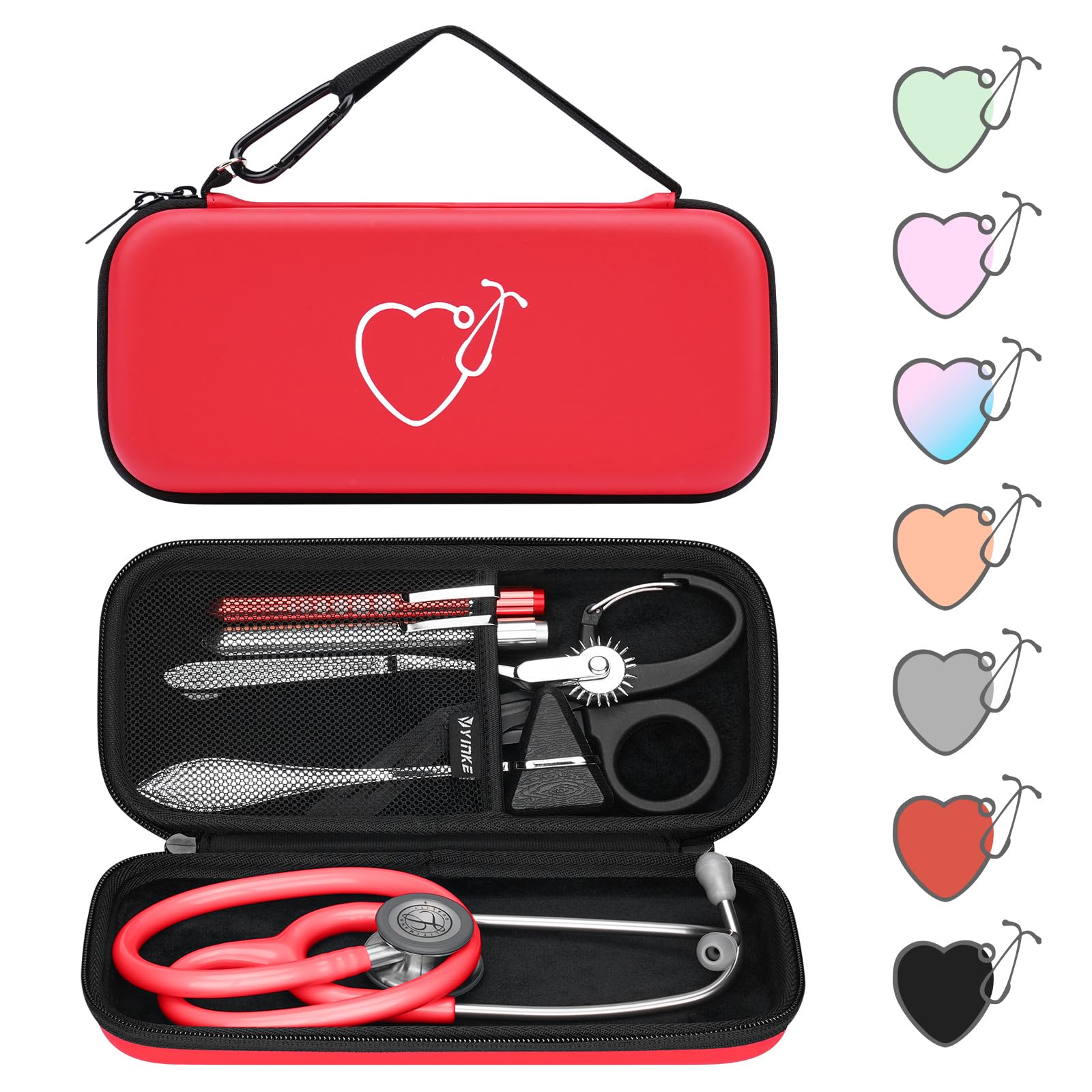 خرید از آمازون - کیسه گوشی پزشکی Yinke برای 7M littmann/MDF/ADC لوازم جانبی پرستار برای امدادگران اورژانس ضد ضربه کوچک و قابل حمل برای مسافرت متناسب با قیچی پزشکی قلم چکشی رفلکس بهینه سازی قرمز روشن