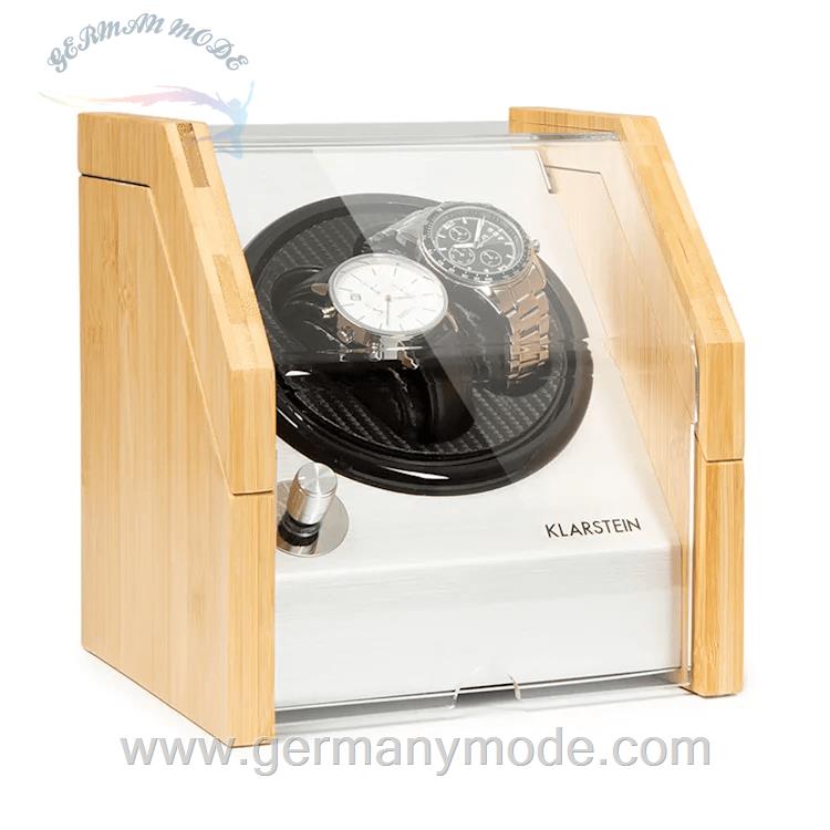 جعبه ساعت مچی نگهدارنده شارژ اتوماتیک کلارشتاین آلمان Klarstein Garonne 2 Uhrenbeweger Bambus