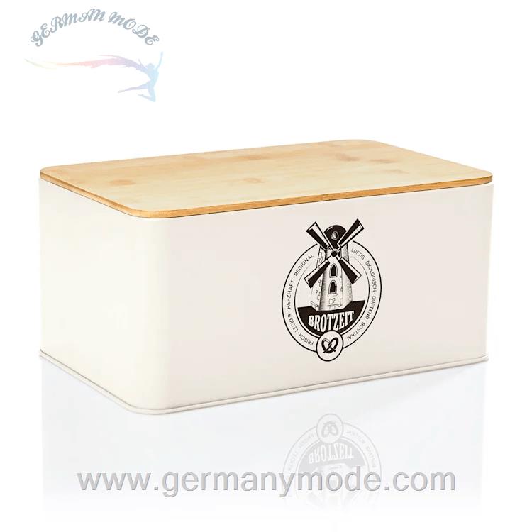 ظرف نان فلزی درب چوبی کلارشتاین آلمان Klarstein Stigby 2-in-1 Brotkasten Weiß